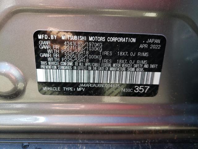 Photo 10 from auction – 2022 MITSUBISHI OUTLANDER with VIN JA4ARUAU6NU014675
