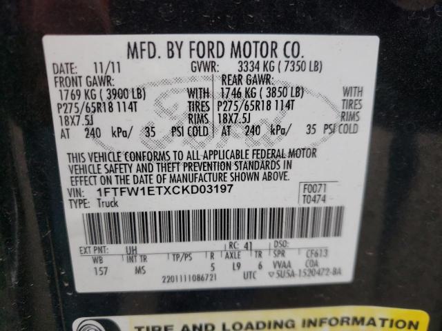 Photo 10 from auction – 2012 FORD F150 SUPER with VIN 1FTFW1ETXCKD03197