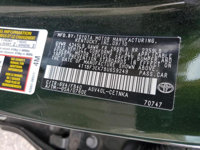 Photo 10 from auction – 2011 TOYOTA CAMRY BASE with VIN 4T1BF3EK7BU659249