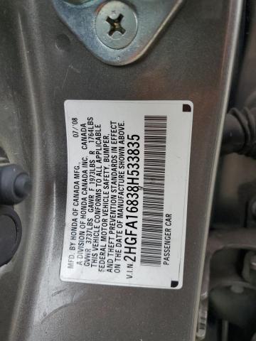 Photo 10 from auction – 2008 HONDA CIVIC EX with VIN 2HGFA16838H533835