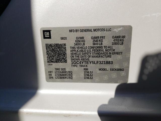 Photo 10 from auction – 2020 CHEVROLET SILVERADO with VIN 1GC4YTEY5LF321883