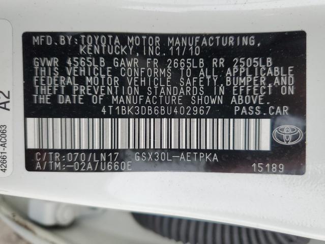 Photo 10 from auction – 2011 TOYOTA AVALON BAS with VIN 4T1BK3DB6BU402967