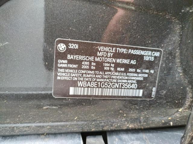 Photo 10 from auction – 2016 BMW 320 I with VIN WBA8E1G52GNT35640