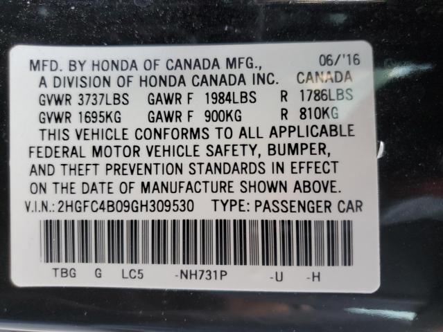 Photo 10 from auction – 2016 HONDA CIVIC LX with VIN 2HGFC4B09GH309530