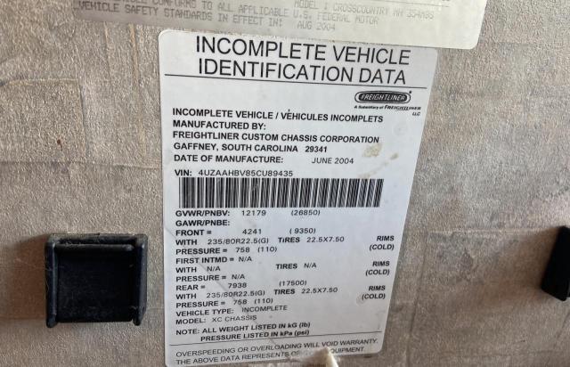 Photo 10 from auction – 2005 FREIGHTLINER CHASSIS X with VIN 4UZAAHBV85CU89435