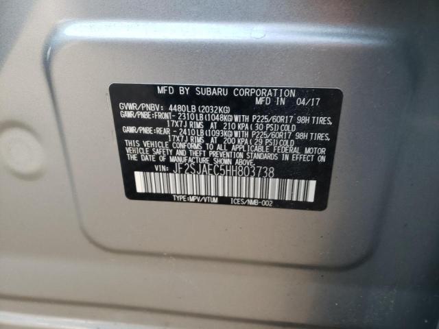 Photo 10 from auction – 2017 SUBARU FORESTER 2 with VIN JF2SJAEC5HH803738