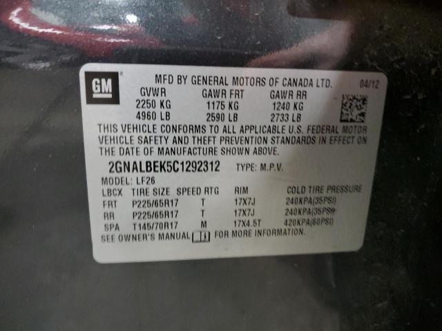 Photo 10 from auction – 2012 CHEVROLET EQUINOX LS with VIN 2GNALBEK5C1292312