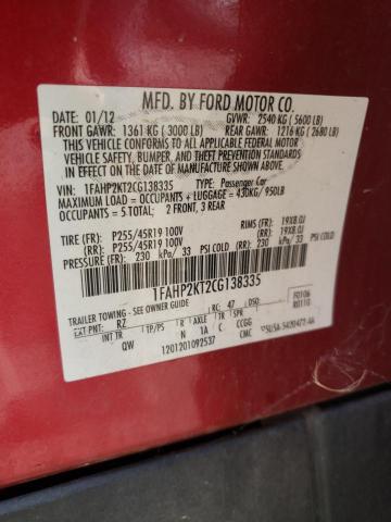 Photo 10 from auction – 2012 FORD TAURUS SHO with VIN 1FAHP2KT2CG138335