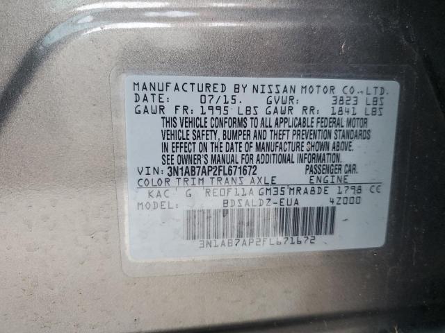 Photo 10 from auction – 2015 NISSAN SENTRA S with VIN 3N1AB7AP2FL671672