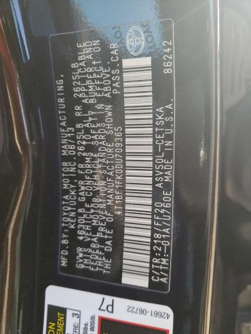 Photo 10 from auction – 2013 TOYOTA CAMRY L with VIN 4T1BF1FK0DU709365
