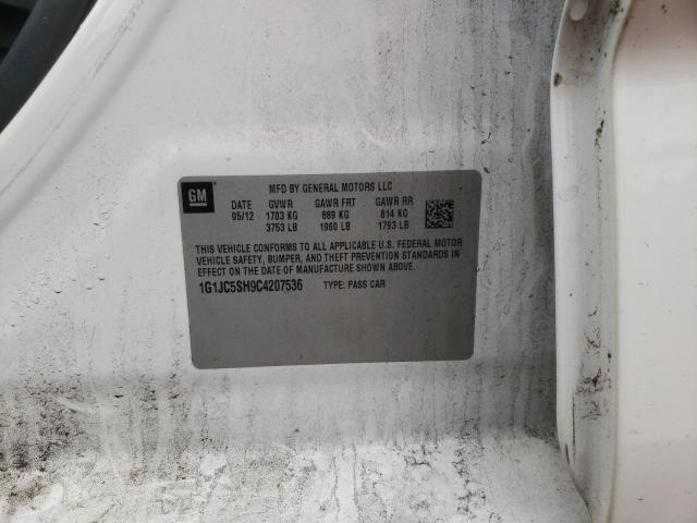 Photo 10 from auction – 2012 CHEVROLET SONIC LT with VIN 1G1JC5SH9C4207536