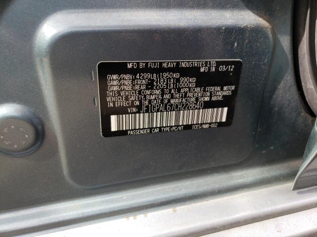 Photo 10 from auction – 2012 SUBARU IMPREZA SP with VIN JF1GPAL67CH228640