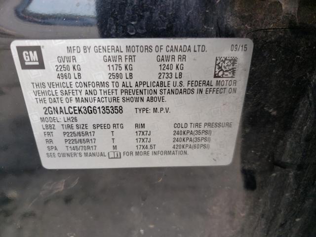 Photo 10 from auction – 2016 CHEVROLET EQUINOX LT with VIN 2GNALCEK3G6135358