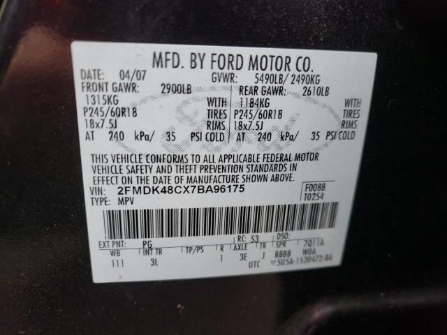 Photo 10 from auction – 2007 FORD EDGE SEL with VIN 2FMDK48CX7BA96175