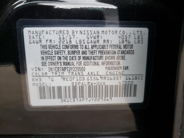 Photo 10 from auction – 2018 NISSAN SENTRA SR with VIN 3N1CB7AP7JY229569