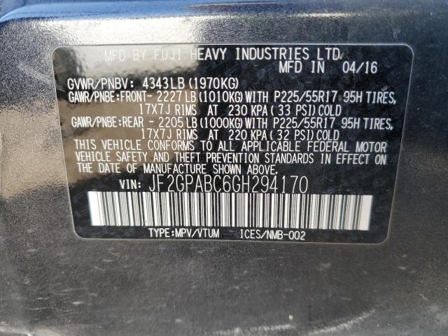 Photo 10 from auction – 2016 SUBARU CROSSTREK with VIN JF2GPABC6GH294170