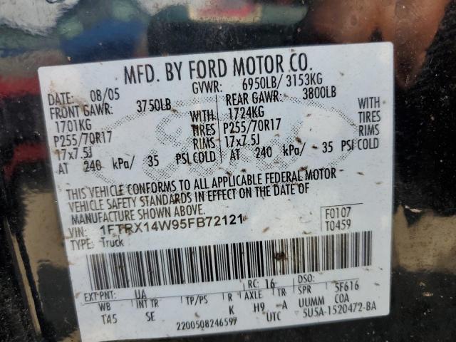 Photo 10 from auction – 2005 FORD F150 with VIN 1FTRX14W95FB72121
