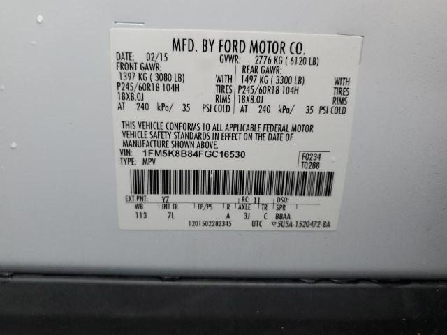 Photo 10 from auction – 2015 FORD EXPLORER with VIN 1FM5K8B84FGC16530