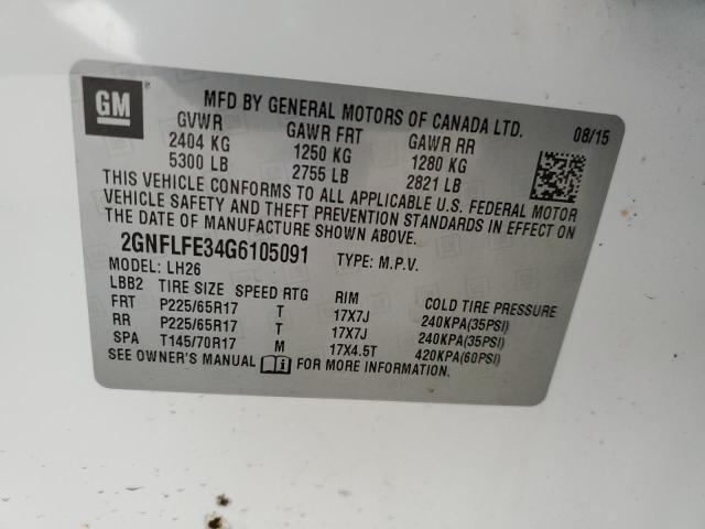 Photo 10 from auction – 2016 CHEVROLET EQUINOX LT with VIN 2GNFLFE34G6105091