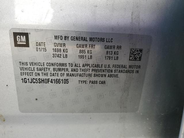 Photo 10 from auction – 2015 CHEVROLET SONIC LT with VIN 1G1JC5SH0F4166105