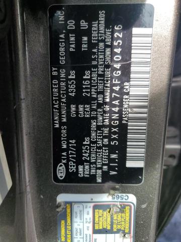 Photo 10 from auction – 2015 KIA OPTIMA EX with VIN 5XXGN4A74FG404526