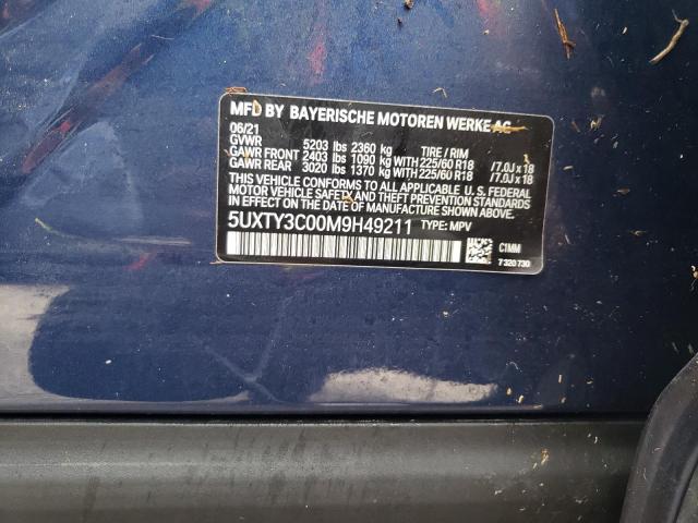 Photo 10 from auction – 2021 BMW X3 SDRIVE3 with VIN 5UXTY3C00M9H49211
