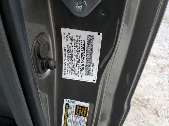 Photo 10 from auction – 2008 HONDA CIVIC EX with VIN 2HGFG12828H580858