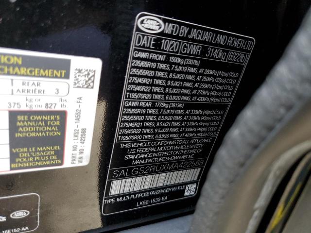 Photo 10 from auction – 2021 LAND ROVER RANGE ROVE with VIN SALGS2RUXMA422568
