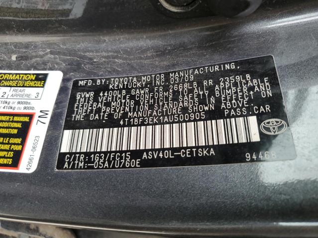 Photo 10 from auction – 2010 TOYOTA CAMRY BASE with VIN 4T1BF3EK1AU500905