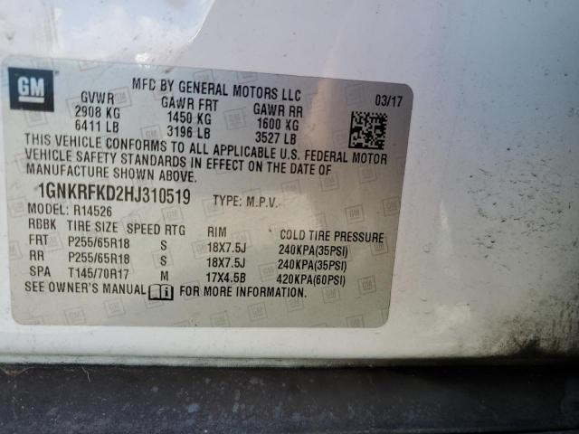 Photo 10 from auction – 2017 CHEVROLET TRAVERSE L with VIN 1GNKRFKD2HJ310519