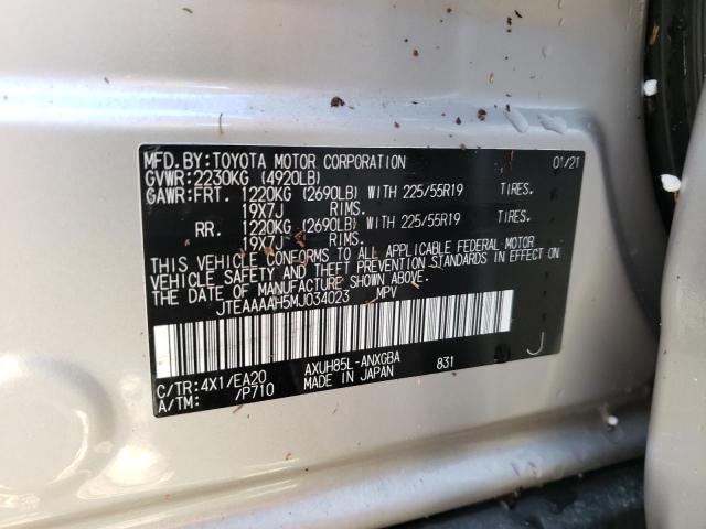 Photo 10 from auction – 2021 TOYOTA VENZA LE with VIN JTEAAAAH5MJ034023