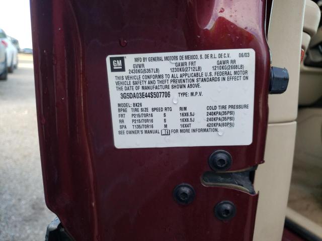 Photo 10 from auction – 2004 BUICK RENDEZVOUS with VIN 3G5DA03E44S507706