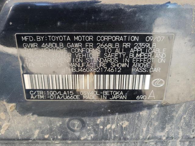 Photo 10 from auction – 2008 LEXUS ES 350 with VIN JTHBJ46GX82174612