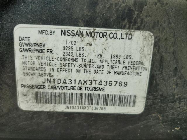 Photo 10 from auction – 2003 NISSAN MAXIMA GLE with VIN JN1DA31AX3T436769