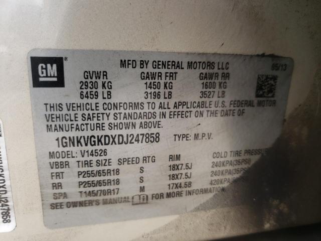 Photo 10 from auction – 2013 CHEVROLET TRAVERSE L with VIN 1GNKVGKDXDJ247858