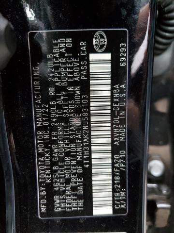 Photo 10 from auction – 2022 TOYOTA CAMRY LE with VIN 4T1H31AK2NU583103