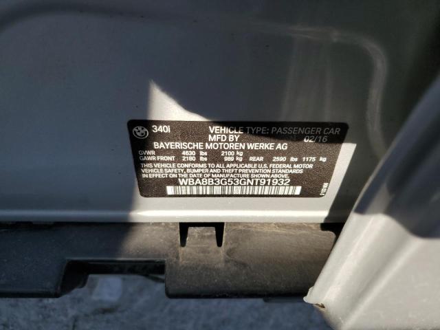 Photo 10 from auction – 2016 BMW 340 I with VIN WBA8B3G53GNT91932