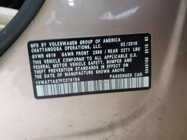 Photo 10 from auction – 2015 VOLKSWAGEN PASSAT S with VIN 1VWAT7A37FC076154