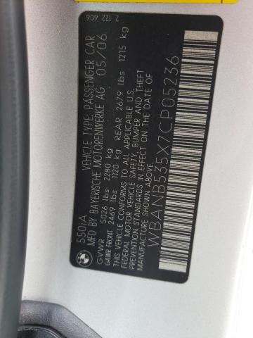 Photo 10 from auction – 2007 BMW 550 I with VIN WBANB535X7CP05236