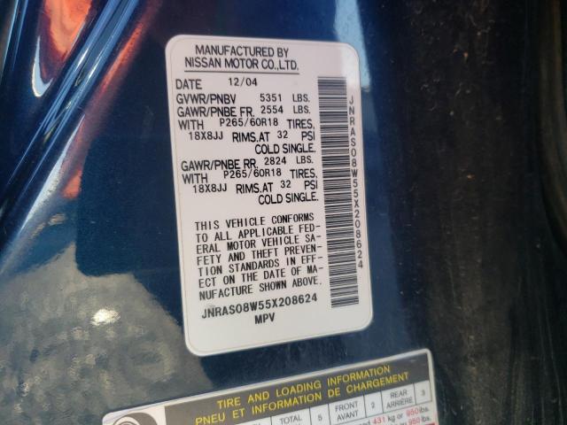 Photo 10 from auction – 2005 INFINITI FX35 with VIN JNRAS08W55X208624