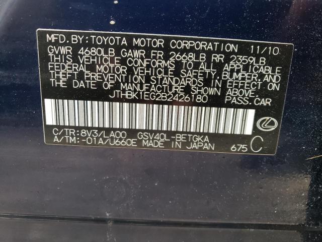 Photo 10 from auction – 2011 LEXUS ES 350 with VIN JTHBK1EG2B2426180