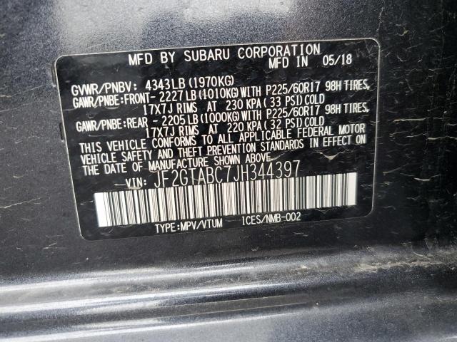 Photo 10 from auction – 2018 SUBARU CROSSTREK with VIN JF2GTABC7JH344397