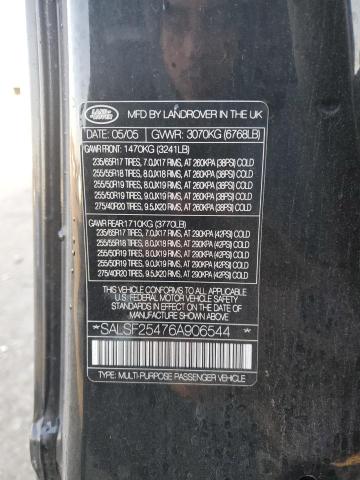 Photo 10 from auction – 2006 LAND ROVER RANGE ROVE with VIN SALSF25476A906544