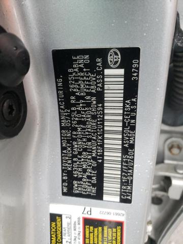 Photo 10 from auction – 2012 TOYOTA CAMRY BASE with VIN 4T1BF1FK1CU112594