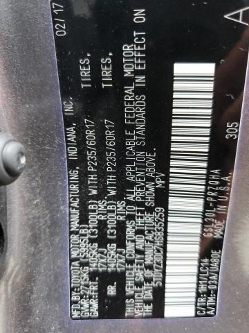 Photo 10 from auction – 2017 TOYOTA SIENNA XLE with VIN 5TDYZ3DC7HS835259