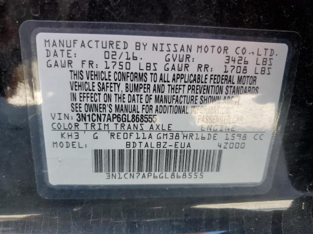 Photo 10 from auction – 2016 NISSAN VERSA S with VIN 3N1CN7AP6GL868555