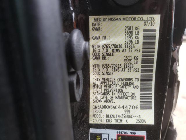 Photo 10 from auction – 2010 NISSAN FRONTIER K with VIN 1N6AD0CW3AC444706