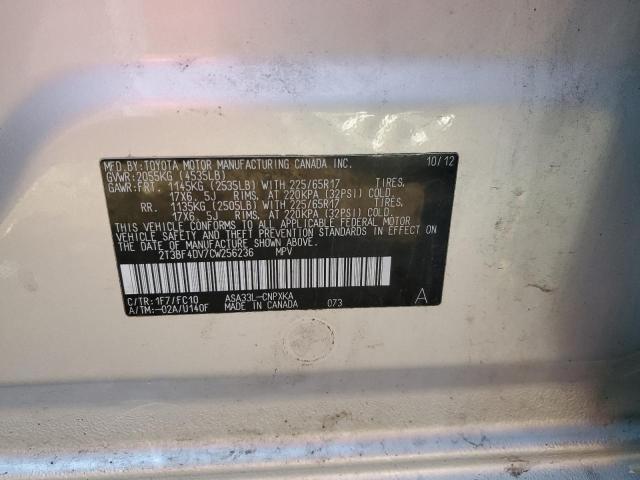 Photo 10 from auction – 2012 TOYOTA RAV4 with VIN 2T3BF4DV7CW256236