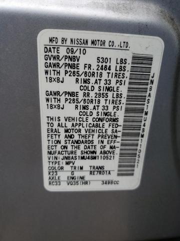 Photo 10 from auction – 2011 INFINITI FX35 with VIN JN8AS1MU4BM110521