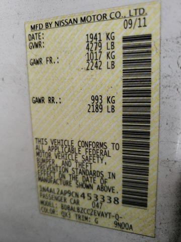 Photo 10 from auction – 2012 NISSAN ALTIMA BAS with VIN 1N4AL2AP9CN453338